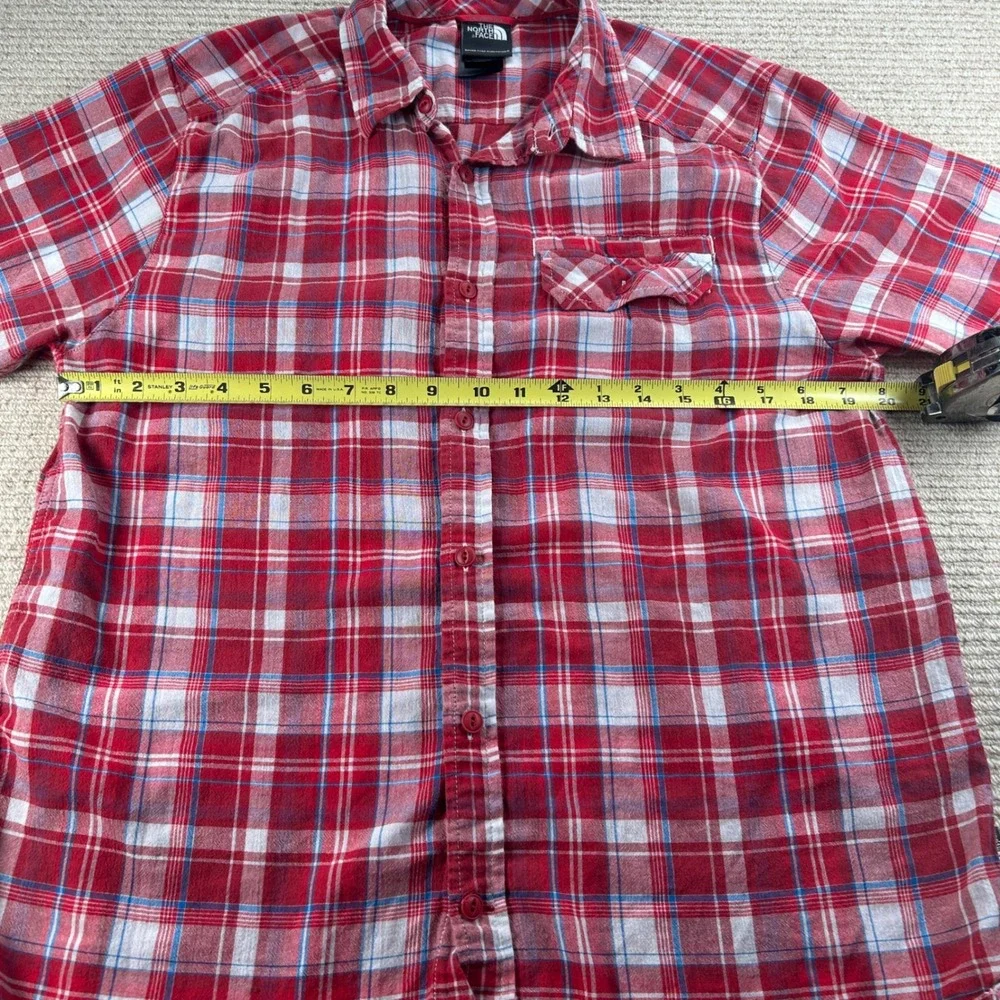 The North Face Plaid Button Up Shirt Mens Large Red Hiking‎ Outdoor Gorpcore